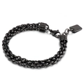 Men's punk style black stainless steel woven chain bracelet with vintage finish - Style C / Gunmetal