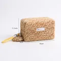 Faux rabbit fur cosmetic bag with yellow leopard print and convenient hand strap - Pillow Shape / Yellow Pillow Pouch