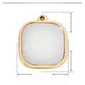 Macro detail of square stainless steel gold pendant with white natural stone dimensions - YE113-Square Gold Base White Stone