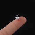 Rainbow AB zircon stainless steel stud earring with screw back ball closure - Starburst Round Aurora Gemstone Style (HSPJ308-6#S)