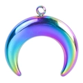 Rainbow plated crescent moon pendant in polished titanium steel for DIY jewelry - Colorful
