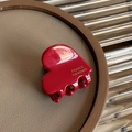 Elegant red heart-shaped acetate claw clip with gold France Handmade lettering - Heart Red