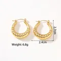 Schicke 18k vergoldete hohle Creolen mit gewebter Textur und Vintage-Muster - KC-E04 Gold Gewebt
