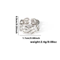 Silver-toned chain textured stainless steel open ring with detailed size dimensions - TYR0471 / Silver Interwoven Chain