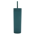 Matte dark green double layer 16oz plastic tumbler with straw and minimalist design - 16oz / Army Green