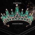 Luxurious emerald and white crystal bridal tiara with gold base for pageant and weddings - Green