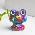 Handmade frog figurine crafted with multi-colored natural crystal stones and resin - Abalone Shell