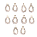 Set di 10 ciondoli a goccia d'acqua dorati in lega con strass trasparenti per gioielli DIY - Goccia d'Acqua Dorata (7#) / Confezione da 10 / Oro