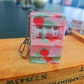Mini pink strawberry slot machine keychain with functional rotating reels and metal ring - Strawberry Water Transfer Printing With Sticker-free D-ring / 50 Batches