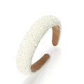 Sparkly white padded headband with glitter texture and comfortable brown lining - White