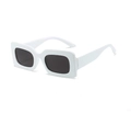 Retro square white sunglasses with dark grey lenses and wide temples in Y2K style - White Frame Dark Grey Lens
