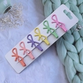 Set of six candy-colored bow hair clips on a display card for girls and women - Candy Color Bowknot Hair Clips 6Pcs Set (13#)
