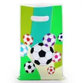 Soccer ball pattern plastic gift bag with green gradient stripes for birthday parties - Patterned Soccer