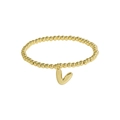 Adjustable 18k gold plated brass beaded bracelet featuring a polished letter V charm - Letter V