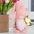 Close-up of a glowing pink tulip gnome plush with soft warm LED light for home decor - Pink