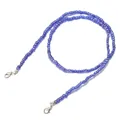 Detailed view of vibrant blue beaded chain with silver metal lobster clasps for eyewear - Bright Blue
