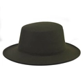 Dettaglio ravvicinato del cappello in feltro di lana verde scuro con tesa piatta - Adulto 56-60cm / Verde Militare