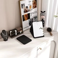 Foldable LED makeup mirror in black finish with portable design and adjustable stand - Black Small Non-LED