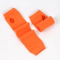 Vibrant orange long knitted fingerless gloves with thumb holes in a streetwear style - Pure Orange