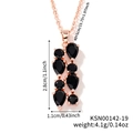 Rose gold bar necklace with black waterdrop cubic zirconia stones and product dimensions - Rose Gold - Black Stone
