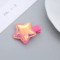 Cute magenta star hair clip for girls with holographic finish and metallic sheen - Iridescent Star / Rose Red Star