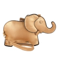 Golden elephant shaped shoulder bag with textured finish and wrist strap in minimalist style - Gold