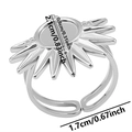 Macro detail of adjustable steel ring base with sunburst shape and oval inner setting - Starburst Design