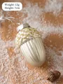 7cm cream acorn Christmas ornament with gold glitter detail and silver cap, 12g weight - Milk White Acorn