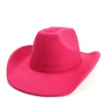 Chapeau de cow-boy western en feutre rose vif avec couronne pincée et bord roulé - M (57cm) / Rose rouge