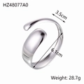 Dettaglio del bracciale rigido in acciaio con diametro 6,1 cm e apertura di 3,5 cm - Stile Aperto Lisciato (HZ48077A0) / Argento
