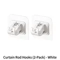 Lot de 2 supports blancs adhésifs pour tringle à rideau avec patins larges pour pose facile - 2 Pièces/Ensemble / Blanc