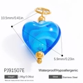 Transparenter blauer Herzanhänger aus 18k vergoldetem Edelstahl, wasserfestes Design - Edelstahl Blaues Herz Anhänger (PJ91507E)