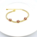 Elegante bracciale regolabile in oro con zirconi lucenti e ciondoli a fiori viola - Fucsia