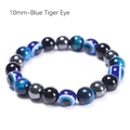 Bracciale in occhio di tigre blu con amuleto malocchio e perline di ossidiana 10mm - 10mm / 10mm - Occhio di tigre blu