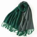 Two-tone dark green and charcoal grey thick scarf with soft fringe edges - Dark Green & Teal