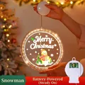 Hanging LED Christmas light with snowman pattern and battery box in warm white - Painted Snowman