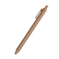 Brown matte macaron ballpoint pen with click mechanism and matching clip on white background - Khaki