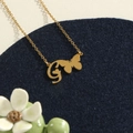 Minimalist gold butterfly letter G pendant necklace with a fine chain for women and men - Gold G