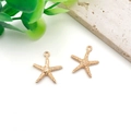 Golden starfish metal alloy pendants for DIY jewelry making on a minimalist stone base - Starfish