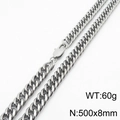 Chaîne gourmette en acier argenté 500x8mm avec fermoir mousqueton pesant 60g - 8mm*500mm(KN232829-ZZ)