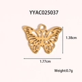 Detailed size view of golden butterfly hollow pendant with 1.77cm width and 1.38cm height - Gold Hollow Butterfly (YYAC025037)