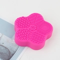 Flower-shaped rose pink silicone makeup brush cleaning mat with textured surface - Starfish Dry Cleaning Box / Rose Red