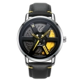 Orologio al quarzo uomo con quadrante a cerchione nero e pinza gialla su cinturino - Giallo