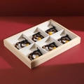 Solid wood jewelry tray with 6 compartments and light fabric lining for bracelet storage - Natural Wood 6-Grid Tray-Linen