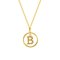 Collar dorado con colgante de letra B con circonitas engastadas en un marco circular - Letra B (S-N051-B)