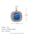 Pendentif cœur en acier argenté avec pierre bleue et dimensions indiquées - Pendentif Style Saphir - Couleur Acier