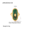 Detailed size specifications for the gold ring with oval green stone inlay - Oval Green Gemstone Style (JDR2303018-GN)