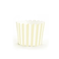 Pale yellow striped muffin liners with decorative scalloped edges for festive baking - Medium Fine Stripe (Yellow)