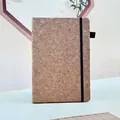 Eco-friendly A5 notebook with natural cork texture cover and black elastic closure - A5 Natural Wood Color