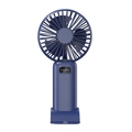Portable blue handheld mini fan with USB charging and 5-speed digital display - Blue Display (GS-03 Style)